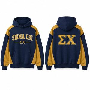 Sigma Chi Men's <b>Navy</b> Gold Raglan Hoodie Fleece Pocket Design Regular Fit Casual Autumn Wear - Product Image 1