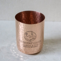 Porte-bougie cylindrique en cuivre martelé Crescent Creek, fait main, décoration d'intérieur