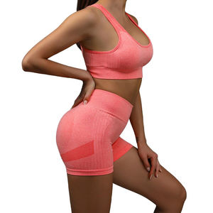 Conjunto de Yoga OEM, Tela Elástica, Cuello Cuadrado sin Mangas, Ropa Deportiva, Conjunto de 2 Piezas para Mujer - Product Image 4