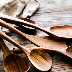 Ensemble d'ustensiles de mesure pour thé et café, design classique personnalisé, plaqué argent, en bois d'acacia, avec long manche, petites cuillères et pinces - Product Image 4