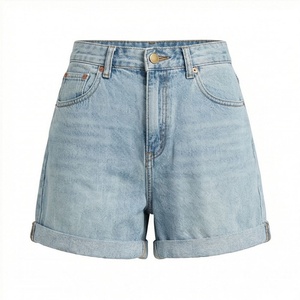Shorts en jean taille mi-haute très extensibles pour femme, grandes tailles, décontractés, tendance, effet délavé, styles estivaux, streetwear branché - Product Image 1
