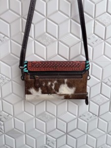 Cartera de cuero tallada a mano de diseñador, funda de teléfono de embrague, carteras de cuero de vaca con estilo, Cartera de Color turquesa para mujer - Product Image 3