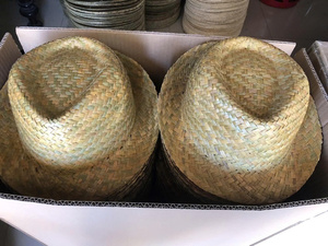 Fedora Straw Hat Short Brim Natural Trilby Seagrass Palm <b>Leaf</b> Character Fishing Outdoor Beach Travel Sports - Product Image 4