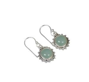 Boucles d'oreilles pour filles Aqua Calcedony Classic 925 Sterling Silver Natural Gemstone Handmade Fine Silver Jewelry 925 Stamp Jewelry - Product Image 1