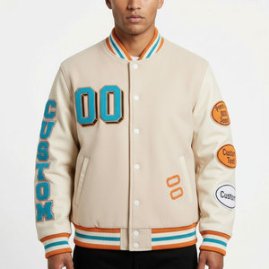 เสื้อแจ็คเก็ตวาร์ซิตี้แบบกำหนดเองสำหรับผู้ชาย แจ็คเก็ตเบสบอลบอมเบอร์สำหรับฤดูหนาวที่ให้ความอบอุ่น  ปักโลโก้ด้วยผ้าเชนิลล์ - Product Image 1