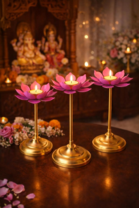 <b>Pink</b> Lotus Flower Tea Light <b>Candle</b> Holder Decorative Lotus <b>Candle</b> Stand Tabletop Home Decor Wedding Party Gift - Product Image 4