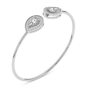 Brazalete de oro rosa de 14 quilates Thea Halo Flexi con diamantes de laboratorio (1 quilate) Tw. Joyería nupcial de lujo certificada por IGI para mujer, estilo minimalista - Product Image 4