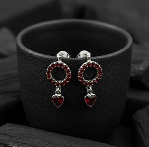 Pendientes de plata de ley 925 con granate en forma de corazón, joyería de piedra de nacimiento de enero, regalo para mujer, elegantes y minimalistas - Product Image 4