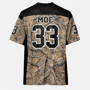 カスタムストリートウェア迷彩柄アメリカンフットボールジャージーオーバーサイズフィットカスタムナンバートップメッシュ通気性OEMプライベートラベル卸売USA - Product Image 6