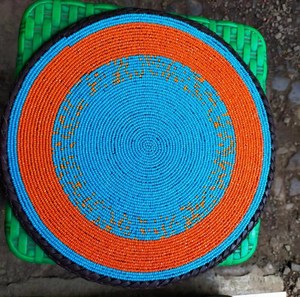 inch Handcrafted African Beaded <b>Leather</b> Table Mats Round <b>Placemats</b> - Product Image 3