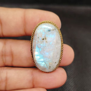 Colgante de Piedra Lunar 100% Natural con Ranura, de Alta Calidad, con Ranura de Latón, Precio al por Mayor, Lote de Colgantes de Macramé con Piedra Lunar, Cristal - Product Image 1