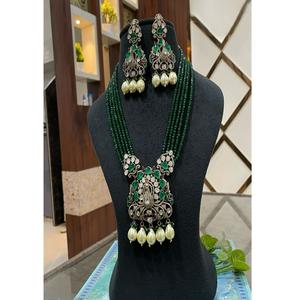 Elegante Juego de Aretes Largos de Moissanita y Kundan Chapados en Oro de Primera Calidad, Joyería de Diseño para Mujer, para Bodas y Fiestas - Product Image 2