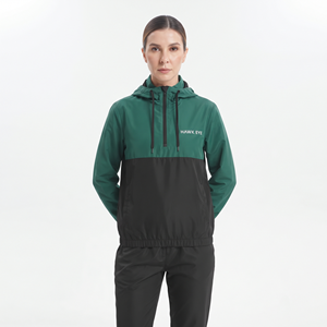 Custom Printing Women's Regular Fit Hooded Nylon Tracksuit Quarter Zip Color Block Sweatshirt and <b>Athletic</b> Pants Set - Product Image 5