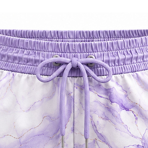 Shorts en satin colorblock pour femme, taille mi-haute avec cordon de serrage, coupe ample, décontracté, respirant, 100 % coton, bordure en dentelle, 220g - Product Image 6