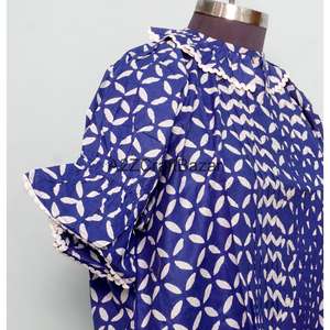 Blusa india hecha a mano 100% algodón para mujer, diseño floral estampado en bloque, manga 3/4 larga, ecológica, transpirable, informal de verano - Product Image 5