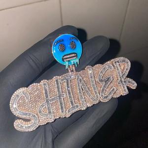 Colgante de Letra Personalizado Shiner, Colgante Personalizado con Anilla, Moissanita Baguette, Colgante Hip Hop Personalizado, Colgante Iced Out, Colgante Charm para Hombre - Product Image 5