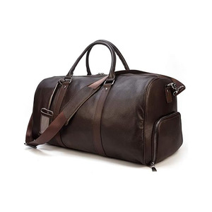 Sacs de voyage vintage en cuir véritable de qualité supérieure pour hommes et femmes, pour la gym et les voyages, fermeture à glissière, plusieurs poches, logo personnalisé - Product Image 1
