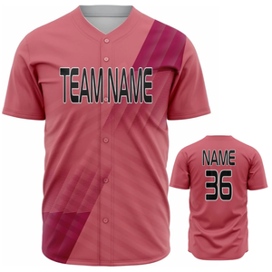 Camiseta de béisbol personalizada para hombre con botones en degradado rosa, uniforme transpirable para equipos de softbol, camisa deportiva atlética para equipos - Product Image 1