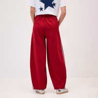Pantalon de survêtement tendance pour femme, rouge, respirant, décontracté, coupe large, avec cordon de serrage élastique à la taille et poches, vente en gros