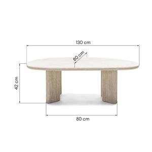 Modern Luxury Solid Mango Wood <b>Oval</b> Travertine <b>Coffee</b> <b>Table</b> Natural Stone Texture Cream <b>Coffee</b> <b>Table</b> with Chunky Legs - Product Image 5