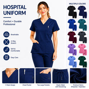 Hot Sale Medical <b>Scrub</b> <b>Set</b> for Nurses Soft Polyester Unisex Hospital Uniform by Raw to Fine - Product Image 3