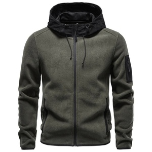 Sweat-shirt polaire zippé à capuche pour homme, couleur unie, coupe décontractée, idéal pour l'hiver, coupe ample, mélange polyester-coton, coupe-vent, imperméable, avec poches - Product Image 6