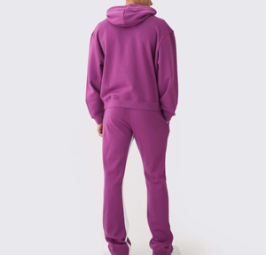 Conjunto de Sudadera con Capucha y Pantalones Deportivos de Felpa Francesa para Hombre, Tejido de Invierno 100% Algodón, Transpirable, Color Sólido, Casual, con Franja Lateral Blanca - Product Image 5