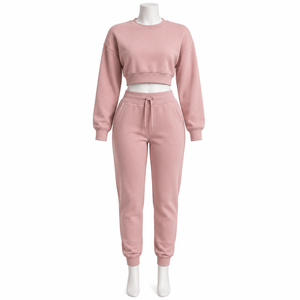 Conjunto Deportivo de Mujer de Alta Calidad, Color Rojo, con Capucha, Manga Larga, Pantalones Casuales de Color Sólido, Transpirable, 100% Algodón, Corte Regular, para Otoño - Product Image 2