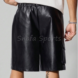 กางเกงขาสั้นหนังสไตล์สตรีทแวร์สำหรับผู้ชาย ไซส์ผู้ใหญ่ กางเกงออกกำลังกายแบบใหม่สั่งทำได้ ผลิตจากหนังแท้ 100% มีจำหน่ายแล้ว - Product Image 2