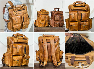 2026 Custom Full Grain Genuine Leather <b>Laptop</b> <b>Backpacks</b> Unisex Softback With Shoulder Straps And Multiple Pockets For Business - Product Image 3