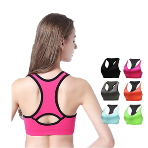 เสื้อชั้นในกีฬาสำหรับผู้หญิงแบบ Racerback รองรับทรงสูง ถอดฟองน้ำได้ ระบายอากาศ แห้งเร็ว ไร้ตะเข็บ เซ็กซี่ ตกแต่งด้วยผ้าสแปนเด็กซ์/ไนลอนแบบตาข่าย - Product Image 3