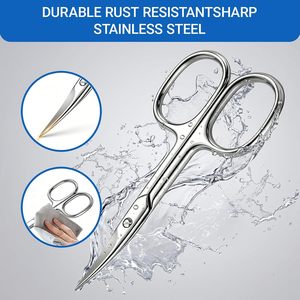 Tijeras para Cutículas de Primera Calidad, Multiusos, de Acero Inoxidable con Hojas Curvas - Tijeras de Manicura para Uñas, Cejas y Pestañas - Product Image 6