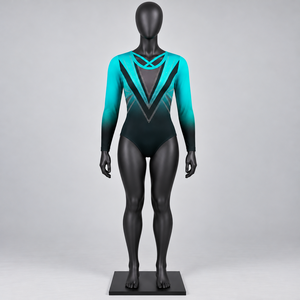 Justaucorps de gymnastique à manches longues et short - Justaucorps rythmique sans bretelles, décoré de strass, séchage rapide, léger et élégant pour filles - Product Image 1