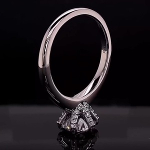 Classic Lab-Grown Round Brilliant Cut Diamond 18K White Gold Solitaire <b>Ring</b> with <b>Plain</b> Band IGI Certified Women's Jewelry - Product Image 4