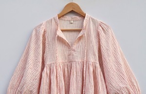 Tie Dye Woven Cotton Lace Breathable Simple Women's V-neck <b>Balloon</b> Sleeve Bohemian Handmade Casual Christmas Blouse All Seasons - Product Image 4
