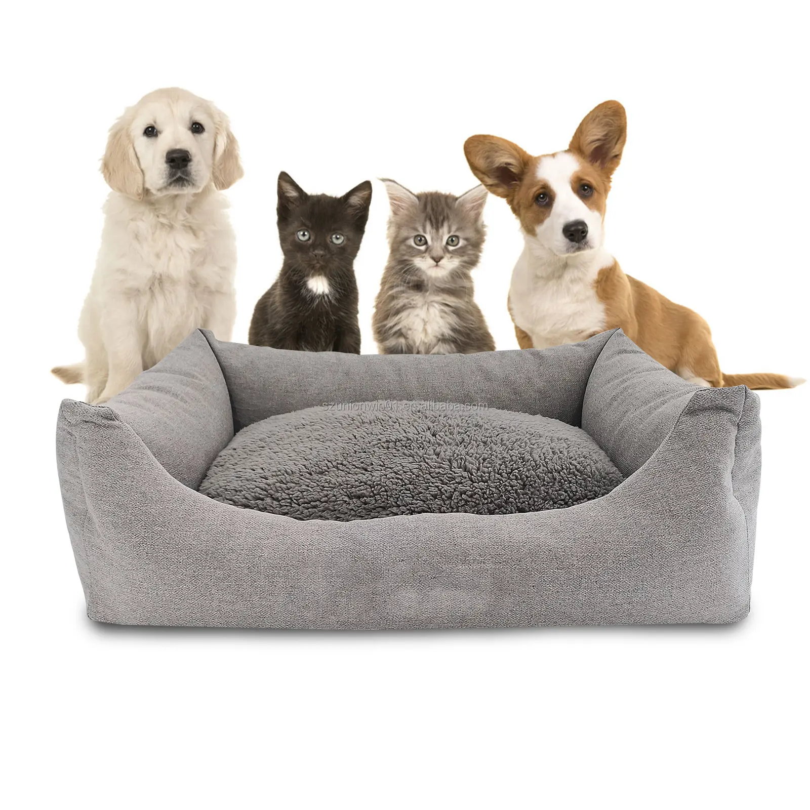 Fait à la main carré chauffant anti-mâcher personnalisé chiot chat chien xxl refroidissement luxe orthopédique chien lit canapé mousse à mémoire lits pour animaux de compagnie