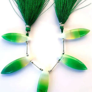 ลูกปัดหินแคลเซโดนีสีเขียวธรรมชาติทรงมาร์คีส์ผิวเรียบ สำหรับทำเครื่องประดับ ขายส่ง - Product Image 1