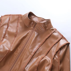 Chaqueta de Cuero para Mujer con Logotipo Personalizado, MOQ Bajo, Transpirable, Resistente al Viento, a la Moda, con Manga Larga - Product Image 6