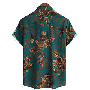 Chemise hawaïenne à manches courtes à imprimé floral, en coton respirant, style streetwear décontracté, chemises d'été pour hommes - Product Image 2
