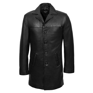 Abrigo de Cuero Genuino de Cordero para Hombre, Clásico con Botones, Largo, para Invierno, Fabricación Personalizada OEM ODM - Product Image 1