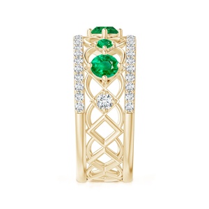 Bague de fiançailles en or massif 14 carats de style Art Déco antique, avec émeraude naturelle certifiée de 0,88 ct et design en grappe de diamants, vente en gros - Product Image 4