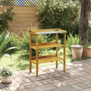 Panca da Giardino in Legno Massello di Acacia Colore Naturale con Rivestimento in Zinco - Product Image 1