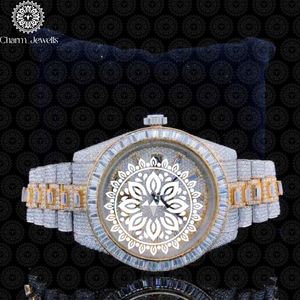 Montre pour homme Charm Jewells en acier inoxydable, boîtier de 40 mm, accents de diamants, analogique, luxe, mode, mouvement mécanique, date automatique, fonction push - Product Image 1