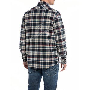 Camisas de Franela a Cuadros Multicolores Casuales para Hombre, Manga Larga, Estilo Urbano Personalizado, 100% Algodón, Cierre de un Solo Botón - Product Image 5