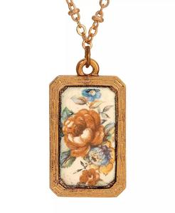 Collana con Ciondolo Rettangolare Smaltato Floreale |   2028 - Product Image 2