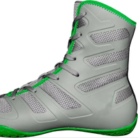 Chaussures de boxe personnalisées en cuir et maille respirante, à lacets, gris-vert, montantes, pour l'entraînement sportif et le ring, à prix abordable