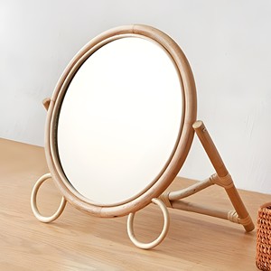 Handmade rattan cane <b>table</b> <b>mirror</b> cheapest cost statement <b>mirrors</b> for desktop <b>vanity</b> display - Product Image 2