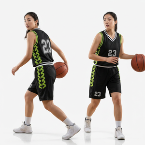 Maillot de basket-ball sublimé personnalisé, noir et vert, numéro 23, sans manches, col en V, coupe athlétique, adulte, unisexe, toutes saisons - Product Image 2