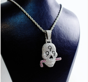 Colgante de calavera con diamante moissanita, plata de ley 925, joyería gótica hip hop unisex - Product Image 4