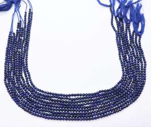 Perles rondes facettées en lapis-lazuli naturel AAA, 3 mm, perles en pierre précieuse lapis-lazuli, perles en lapis-lazuli pour la fabrication de bijoux - Product Image 3